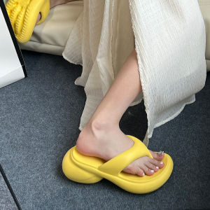 ใหม่ส้นหนายอดนิยม ผู้หญิง รองเท้าแตะทอง ฤดูร้อน แฟชั่น EVA กลางแจ้งชายหาดเพิ่มความสูง กันลื่น รองเท้าแตะส้นหนา