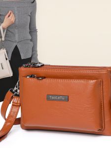 กระเป๋าถือหนังนิ่มหลายชั้นสำหรับผู้หญิง กระเป๋าถือแบบสะพายไหล่ข้างเดียว กระเป๋าสะพายข้างสำหรับใส่โทรศัพท์มือถือ กระเป๋าสะพายข้างแบบลำลอง