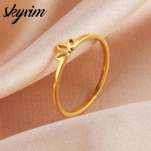 Skyrim phụ nữ thép không gỉ Titan Nhẫn vàng họa tiết vương miện nhẫn trang sức nhẫn