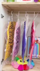 Hang Transparent Vacuum Bag Storage For Clothes Down Jacket Overcoat Compression Home Organizer Wardrobe Dustproof Coat Air Pump