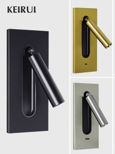 โคมไฟติดผนังห้องนอนแบบยูเอสบีหมุนได้พร้อมสวิตช์แบบถูกต้อง แสงอ่าน LED ที่จัดระเบียบได้ในฝาผนัง