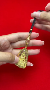 สร้อยพระเชือกร่ม พร้อมก้ามปู งานฝังพลอยขาว สามารถปรับความยาวเชือกได้