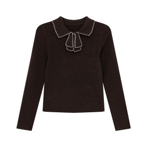 XXNING | Áo Sweater Cổ Xếp Nơ Gấm Pháp Đa Dạng Thời Trang