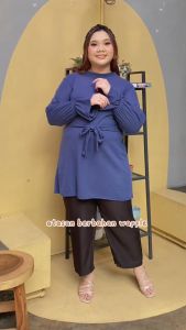 Siselyo Amirah Wrinkle Tunic Navy M15714 R106S5 - Tunik Panjang Muslim