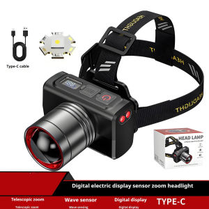 Super Bright LED Sensor Headlamp USB Rechargeable Headlight Front Led Head Light  With built-in battery Camping Fishing Lantern