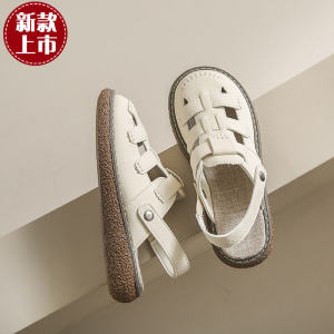 Ultra Soft Womens Roman Style Sandals Boken Woven Sheepskin Half Slippers Casual Low Cut Ankle Strap Flat Heel PU Lined