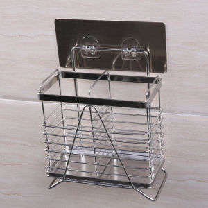 กระบอกไม้กินน้ำสแตนเลส 304 สำหรับใช้ในครัว แบบติดผนัง ไม่ต้องเจาะ กล่องเก็บของสำหรับใส่ไม้กินน้ำแบบไม่มีฝาปิด