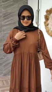 Midi Dress Katun Rayon Twill Premium Polos | Gamis Wanita TERBARU Busui Friendly basic daily dress muslim syari | Maxi Dress Dress remaja kekinian modern