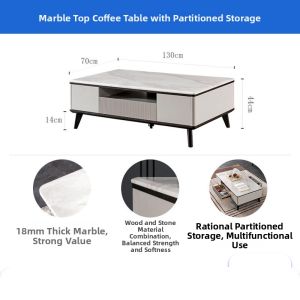 Light Luxe Minimalist Marble Coffee Table TV Stand Combination