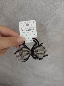 Spring Summer New Mini Butterfly Knot Silk Headband for Babies Children Black Plaid Elastic Hair Ties Hair Bands Hair Accessories