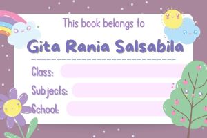 Stiker label nama untuk buku pelajaran isi 36pcs motif cewek