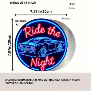 CIFbuy | Biển Hiệu Đèn Neon Xe Cơ Bắp Cổ Điển Tranh Nghệ Thuật Treo Tường Retro Cho Gara Phòng Nam Dễ Lắp Đặt Trang Trí Bằng Nhôm Biển Kim Loại