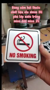 Bảng cấm hút thuốc chất liệu Alu inox xước cao cấp dán mica 2li sắc nét độ bền trên 5 năm