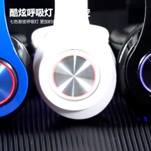 Lampu LED Warna-warni B39 Headset Bluetooth HiFi Stereo Headphone Bluetooth dengan Mikrofon Mendukung Panggilan HD Kartu SD AUX