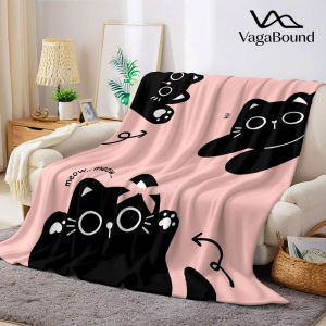 Pink Kitty Flannel Blanket Warm Soft Halloween Christmas Decorative Couch Warm Cozy All-Season Gift