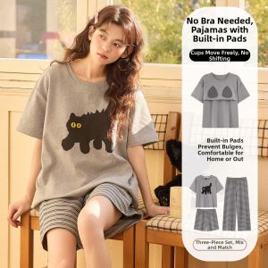 COSMO LADY | Padded Summer Womens Sleepwear Set 3pc