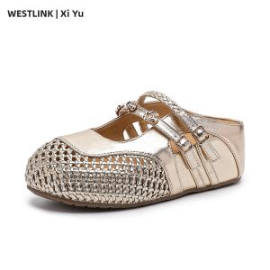 Braided Breathable Open-toe Platform Mule Sandals
