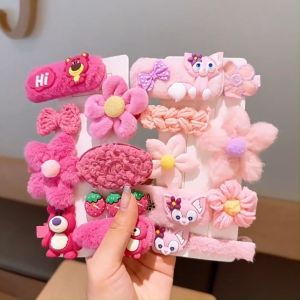 Plush Hairpin Simple Side Clip Bangs Clip Handmade Hair Accessories for Girls Fashion Bowknot Plush Hairpin Fluffy Gentle Girls Premium Hair Clip Set