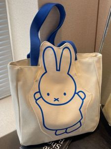 Large Capacity Canvas Tote Bag Womens Summer Japanese Style Cute Cartoon Handbag Versatile Student Class Single Shoulder Bag