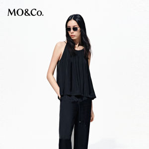 MO&Co. | Neck-Hanging Round-Neck Batwing A-Line Loose Black Top
