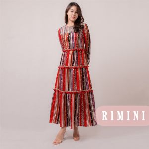 RIMINI - Dress Wanita Hawaii Lengan Panjang Pom-pom Terbaru S-XL - Kayla Maxi 81866