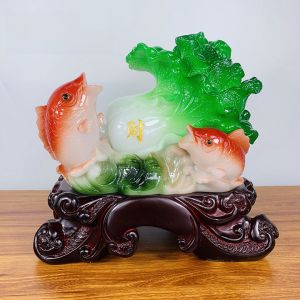Creative Home Decorative Pieces Jade Cabbage Wealth Abundance Opening Business Fortune Fish Living Room TV Cabinet Decoration