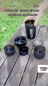 T2P Spider Protein Shaker Water Bottle 600ML Shaker Body Builders Gym Accessories Pills Compartment