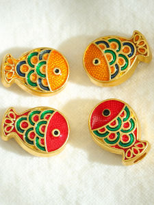 Double-Sided Gold Fish Through-Hole DIY Accessories Colorful Painted Oil Drip Charms Bracelet Components Alloy Frosted Surface