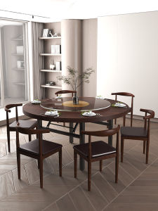 Modern Minimalist Home Use Small Apartment Folding Table Solid Wood Large round Desktop Rotating Plate Hotel Restaurant Commercial round Dining Table