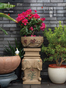 Rysing Chinese Garden Elephant a Block of Stone Used as a Seat Decoration Outdoor Courtyard House Decorative Bonsai Balcony Landscape Flower Pot