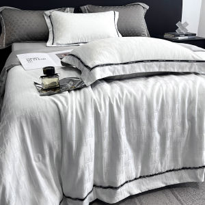 Luxurious Summer Ice Silk Quilt Set of Four Machine Washable Air Conditioner Quilt Thin Quilt for Spring Autumn And Summer