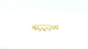 Happy Jewelry แหวนใบมะกอก เครื่องหมายแห่งชัยชนะ ฝัเพชรแท้ ทองแท้ 9k (37.5%) ME504