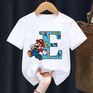 Bandai | New 2026 Kawaii Cartoon Figure Printed T-Shirt for Boys Short Sleeved Letter Name Combination Kids Top Childrens Clothing