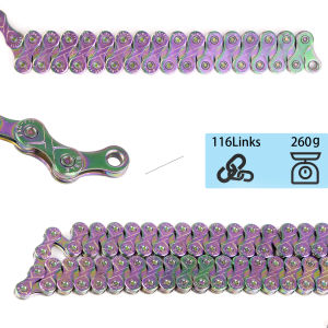 10S/11Speed Bicycle Chain Rainbow Color 116 Links Ultralight Bike Chain with Magic Buckle for MTB/BMX/Road Bike