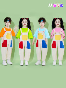 ชุดเดรสแขนกุดลายสก็อตสีบล็อกสำหรับเด็ก ชุดการแสดงวันเกิดของโรงเรียนอนุบาล ชุดการแสดงร้องเพลง ชุดการแสดงวันเลี้ยงลูก