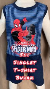 SET SINGLET BUDAK SIZE 2-8 PLAYSET BUDAK BAJU BUDAK LELAKI BOYS CLOTHING SETS 100% COTTON SELUAR PENDEK BUDAK LELAKI