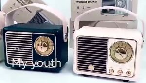 【SG Stock】New Retro Bluetooth Speaker HM11 Classical Retro Music Player Sound Stereo Portable Decoration Mini Speakers Travel Music Player