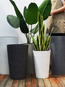 Extra Large High-Tube Resin Flower Pots Thickened Ceramic Imitation Plastic Indoor Green Plant Stand Garden Outdoor Decor