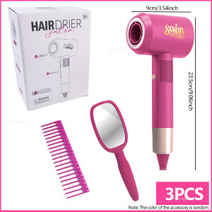 Kids Beauty Salon Set with Pretend Hair Dryer Girls Simulation Hair Styling Makeup Toy for Pretend Play Gifts for Little Girls