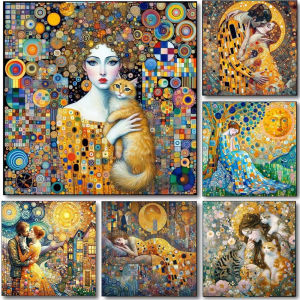 500/1024PCS Jigsaw Puzzle Famous Gustav Klimt The Kiss Golden Masterpiece Art For Adults Family Fun Relaxing Brain Teaser Gift