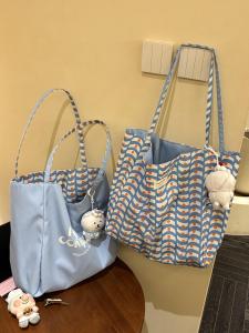 2025 New Color Block Tote Bag Large Capacity Canvas Handbag Shopping Bag Single Shoulder Bag for Commuting And Outdoors