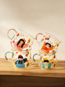MODERN SWEETHOME | Parent-Child Glass Breakfast Milk Cup Borosilicate