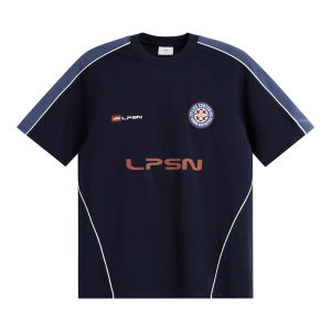 Loopsoon | Color-block Letter Badge Short Sleeve Round Collar Sporty T-shirt