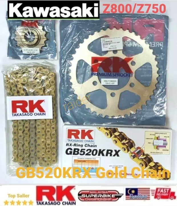 Kawasaki Z800 Z750 RK Sprocket Chain Kit (X Ring Gold Chain