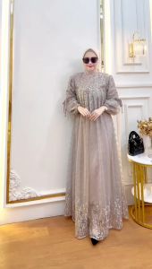FKS Gamis Lebaran XL LD 110 Gamis Tille Bordir PALUPI by MUDRA