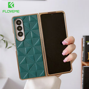 FLOVEME Luxury Plating PU Leather Phone Case For Samsung Galaxy Z Fold 3 Fold 4 5G Ultra-thin Folding Shockproof Back Cover For Galaxy Z Fold 3 Fold 4