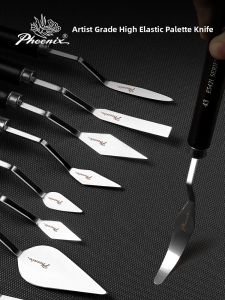Phoenix Art Supplies Stainless Steel Scraper Color Mixing Knife Heavy Oil Painting Stick Acrylic Water Powder Watercolor High Elasticity Non-deformation Tool