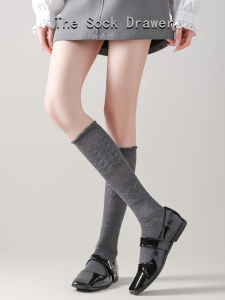 Ballet Style Micro-pressure Slimming Pure Cotton Mesh Hollow Leggings High Tube Socks Grey Bubble Mouth Socks for Women
