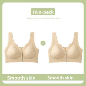 MiiOW | Maternity Bra Seamless Anti-Sagging Full Cup Nylon Fabric V-Neck Fixed Strap Front Closure Gathered Underwear For Middle-Aged Women