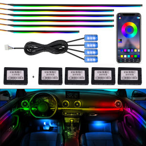 PENCL 110CM Car LED Strip Symphony Car Ambient Lights 64/213 Color RGB Interior Acrylic Optical Fiber Strip Dashboard Lamp For Car App Control Decorative Strip Lamp Chassis Light